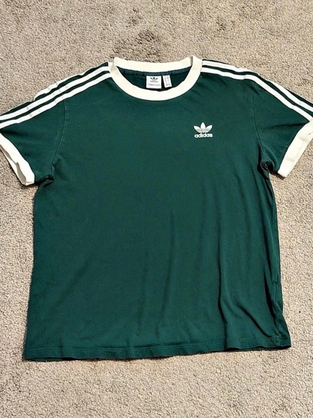 adidas Originals 3-Stripes Ringer T-Shirt Green & White Medium